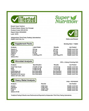 Super Nutrition, Simply One, пренатальные мультивитамины тройного действия, 30 таблеток